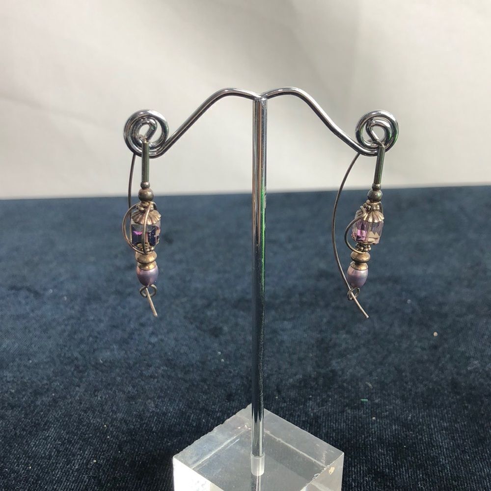 Purple Crystal Huggie Hoops
